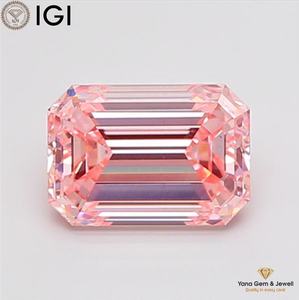 Diamant de 3,00 carats avec certificat IGI, couleur rose vif fantaisie, clarté VS2, diamant de laboratoire cultivé en CVD, taille émeraude, pour collier solitaire - Product Image 1