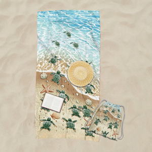 Serviettes <span class=keywords><strong>de</strong></span> bain et <span class=keywords><strong>de</strong></span> <span class=keywords><strong>plage</strong></span> personnalisées en microfibre Terry, imprimé animaux tropicaux, écologiques, antimicrobiennes, sans sable, séchage rapide pour l'été - Product Image 5