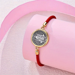 Braccialetti con ciondolo patrono KOMI per donna, braccialetto <span class=keywords><strong>rosario</strong></span> con medaglia di San Benedetto in <span class=keywords><strong>argento</strong></span>, braccialetto intrecciato con cordino, regalo per donna e uomo - Product Image 2