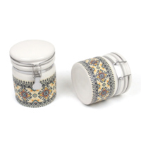 Ensemble de pots de cuisine en céramique vintage avec couvercle hermétique, pot de conservation alimentaire en porcelaine marocaine pour café, sucre, thé, épices