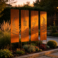Panneau décoratif de jardin en acier Corten rouillé, motif oiseaux et arbres, art de jardin, cloison extérieure