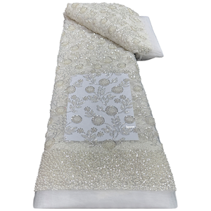 NI.AI 2026 Aso Ebi, Tela de Encaje Francés de Lujo con Cuentas y Lentejuelas Bordadas, Telas de Encaje con Perlas para Vestido de Novia - Product Image 5