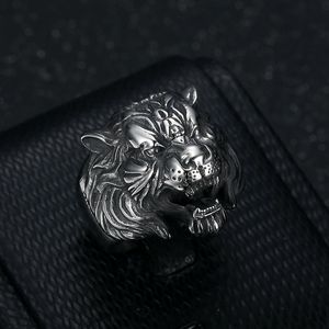 yunnique <b>Tiger</b> Head Men's <b>Ring</b> Retro Steel Color Animal Zodiac Jewelry Gift For Men - Product Image 2
