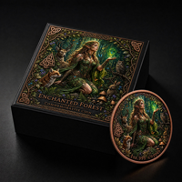 Pièce commémorative en cuivre fin 999 de 1 oz, motif elfe de la forêt enchantée, double face gaufrée, coffret cadeau, artisanat métallique, souvenir
