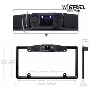Caméra de recul 3-en-1 avec capteur de stationnement vidéo pour plaque d'immatriculation américaine, sans perçage - Product Image 4