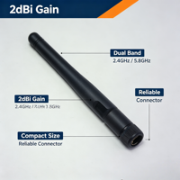 Antenne externe Aurora Yu AN2400-55 2dBi monobande 2,4 GHz pour connecteur mâle, polarisation verticale, montage sur base pour routeur
