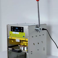 Machine à sceller les barquettes alimentaires en aluminium (carrées et rondes) avec couvercles en feuille d'aluminium, corps en acier inoxydable