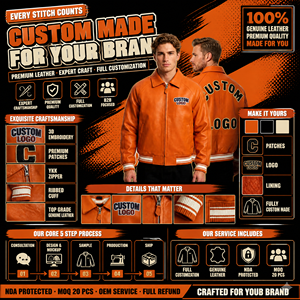 Giacche Varsity Personalizzate in Pelle di Agnello Naturale di Alta Qualità, Taglia Americana, Supporto OEM - Product Image 3