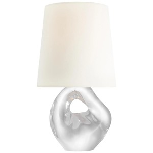 White Reactive Glaze Ceramic <b>Table</b> Lamp | Artisan Lighting for Hotel Feature Space & Lounge - Product Image 2