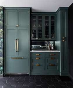 Shaker en bois massif avec design personnalisé, couleur vert <span class=keywords><strong>armée</strong></span>, meuble électroménager encastré - Product Image 2