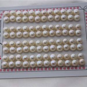 זוג 2pcs טבעי מים מתוקים פנינים רופפים בצורת כפתור 7-12 מ "מ זהב חצי מחור קדוח חרוזים יפים להכנת תכשיטים - Product Image 5