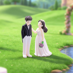 PVC Micro Landscape Creative New Wedding <b>Couple</b> Dolls Dollhouse DIY Decorations Accessories Mini Car Desktop Small <b>Ornaments</b> - Product Image 3