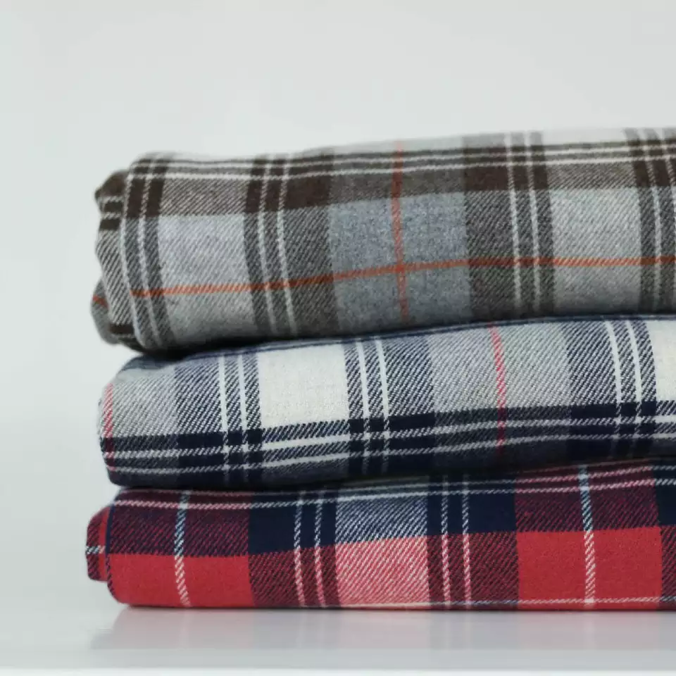 Горячая Распродажа, зимняя натуральная хлопчатобумажная пряжа, окрашенная фланелевая клетчатая флисовая ткань