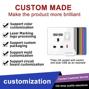 Công Tắc Đèn Ổ Cắm Điện Gắn Tường Kính Cường Lực 13A Đôi Tiêu Chuẩn BS Uk - Product Image 5