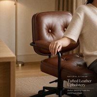 Chaise de bureau en cuir inclinable avec hauteur réglable, coussin épais et pivotante pour l'école, l'hôtel, la maison ou le bureau