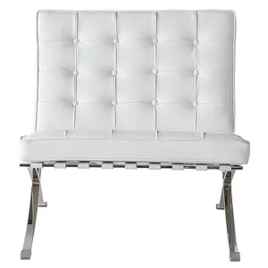 Der echte weiße Leder Barcelona Stuhl für Hotel Büro Wohnzimmer Neue Möbel bereit für den Versand