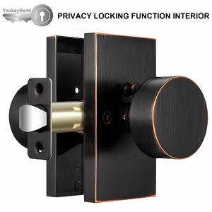 YoukeyHomi Hot Selling Anti-Theft Durable Zinc Keyless Privacy Bathroom Bedroom Classical Rectangular <strong>Door</strong> <strong>Knob</strong> Handle Lock - Product Image 5
