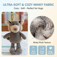 Porte-clés en peluche loup mignon, prêt à être expédié, pendentif animal de la jungle en peluche, breloque de sac, accessoire Kawaii CE EN71 CPC
