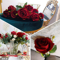 Großhandel Künstliche Rosen Seidenblumen Rote Einzelrosen für Heim Hochzeitsdekoration Party