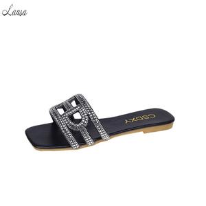 <span class=keywords><strong>Sandalias</strong></span> de Moda al por Mayor con Pedrería y Cuentas, Diseño Multicolor, Tiras Cruzadas, Punta Cuadrada, Ligeras, Suela Plana de PU, Fáciles de Poner - Product Image 5