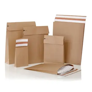 Haute qualité 120gsm 100% enveloppes en papier recyclables 162x229x40mm sacs d'expédition inférieurs en bloc avec 2 bandes adhésives bande de déchirure