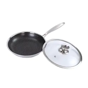High Quality Nonstick Portable Stainless Steel Nonstick Honeycomb Frying Pan Cooking Pan