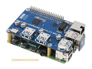 Waveshare USB 3.2 Gen1 et HUB Ethernet Gigabit HAT pour Raspberry Pi, 3x USB 3.2 Gen1, 1x Gigabit Ethernet, sans pilote K815 - Product Image 6