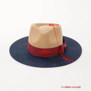 Sombrero Fedora Unisex de Fieltro 100% Lana, Diseño Moderno 2025, Dos Tonos, Ala Ancha, Corona en Forma de Lágrima, para Fiestas, Jazz y Actividades al Aire Libre - Product Image 2