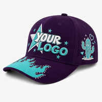 Casquette de baseball brodée 3D personnalisée en gros, bicolore, ornée de strass, structurée, 5 panneaux, avec logo OEM, casquette de sport ajustable