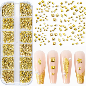 Adornos para Uñas Sol, Estrella y Luna, Piedras de Cristal Doradas y Plateadas, Decoración 3D para Manicura, Set en Caja - Product Image 5