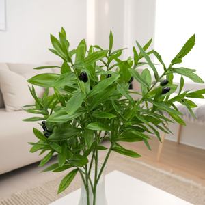 Haute qualité soie feuille vert branche d'<span class=keywords><strong>olivier</strong></span> artificielle personnalisé 45-100CM plante en plastique mariage décor à la maison remise des diplômes nouvel an - Product Image 1