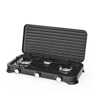 Estufa de <span class=keywords><strong>gas</strong></span> portátil de tres quemadores para camping y cocina doméstica, con cubierta para instalación en mesa - Product Image 6