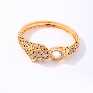 Caicai Leopard Bangle đồ trang sức bằng đồng thau mở mạ vàng Bangle đầy đủ của kim cương vòng ánh sáng sang trọng cao cấp Micro Inset Zircon - Product Image 6