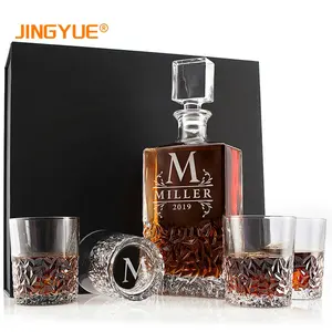 Whiskey Glass Set 7 Pack 750ml Hand Crafted Crystal Irish Cut Triangular Glass Bottle Scotch Wine Liquor Whiskey Decanter Set With Whisky Glasses