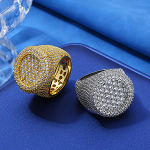 Bagues Halo Rondes Premium en Argent 925 Plaqué Or 18K, Moissanite VVS, Serties de Pierres, Style Hip Hop Bling, Testées au Diamant - Product Image 6