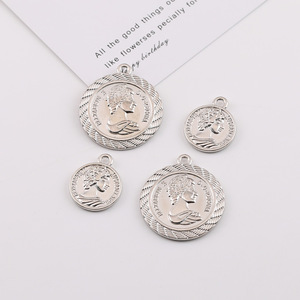 Vintage Beauty Head Coin Alloy Pendant 26Mm 16Mm Round Charm DIY Jewelry Accessories For <b>Necklace</b> Keychain Ornament - Product Image 1