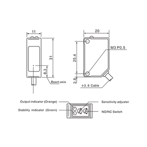 Akusense BGS 30 cm Sensor fotoeléctrico óptico Reflex Interruptor de proximidad con supresión de fondo Photo <span class=keywords><strong>Eye</strong></span> - Product Image 3