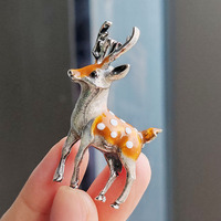 Goteo de aceite Sika ciervo Animal broches y alfileres bosque exquisito Chic lindo dibujos animados broche suéter ornamento joyería Premium para mujeres