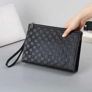 Borsa da uomo di lusso in vera pelle portafoglio <span class=keywords><strong>pochette</strong></span> di alta qualità per uomo con motivo a griglia nera borsa con manico a righe - Product Image 2