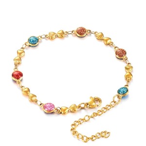 Bracelet en émail multicolore pour femme, chaîne de main en acier inoxydable, bijou de luxe mignon et romantique avec extension de 3 mm - Product Image 5