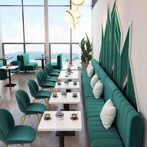 Canapé double personnalisé pour pâtisserie, contre le mur, combinaison table et chaises <span class=keywords><strong>simple</strong></span> et fraîche pour <span class=keywords><strong>restaurant</strong></span> occidental - Product Image 6