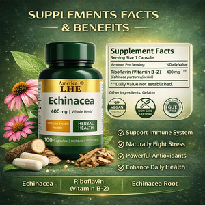 Cápsulas de Equinácea 400mg 100 Unidades, Suplemento Herbal para el Apoyo del Sistema Inmunológico, Refuerzo Natural de la Inmunidad, Alta Potencia, Sin GMO - Product Image 6