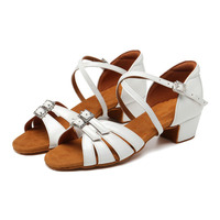 Chaussures de danse latine pour filles avec empeigne synthétique et semelle extérieure en cuir véritable pour Cha-Cha, Salsa, Jazz et Danse de salon, talon de 3,5 cm