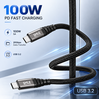 Cable USB 3.2 C-C de 1m para Pedidos Pequeños, Carga Rápida PD 100W 5A, Transferencia de Datos de 20GB, Cable de Carga de Nailon de Alta Calidad, Cable de Tela Usbc de 1.2m