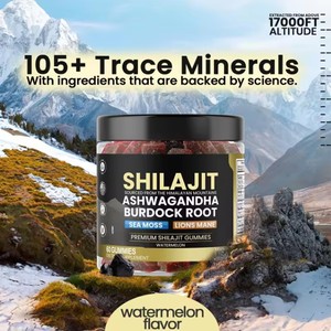 Gomitas de Shilajit Puro 5 en 1 con Ashwagandha, Raíz de Bardana, Melena de León y Musgo Marino, Suplemento Energético con Más de 105 Minerales Traza - Product Image 5