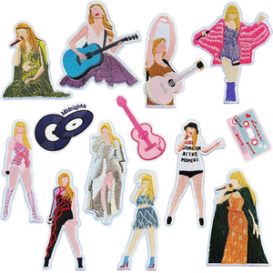 新型绣花铁贴片传热贴片歌手图案CD吉他贴片服装帽子 - Product Image 1