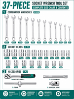 Kit d'outils à main multifonctionnel de 37 pièces pour réparation automobile et domestique, avec clé à cliquet et douilles