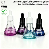 Botol Kosmetik Kaca Kosong Mewah 15ml 30ml 50ml Bentuk Kerucut untuk Perawatan Kulit, Minyak Kutikula, Krim Mata, Minyak Jenggot & Rambut, dengan Pipet
