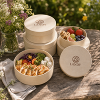 Boîte à tarte ronde en bois de peuplier gravée sur mesure avec logo, écologique et jetable, idéale pour les pizzas gourmandes et les cadeaux