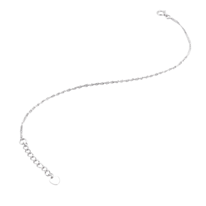 Smooth Ripple Textured White Pt950 Slim Wrist Cord With Wave Segments For Daily Female <b>Stack</b> Lightweight Platinum Wrist Trinket - Product Image 4